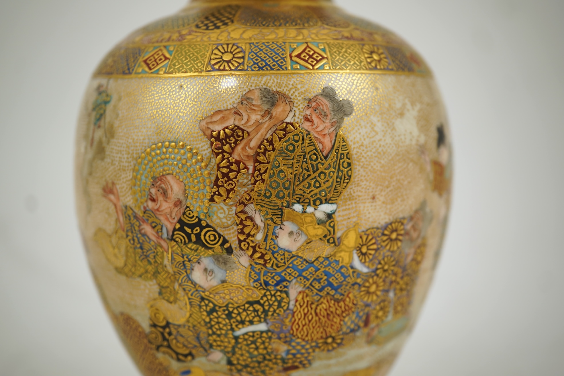 A Japanese small Satsuma vase, by Hattori, Meiji period